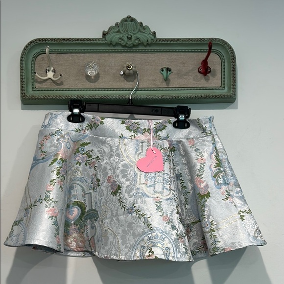Sugar Thrillz Royal Regent Brocade Floral Patterned mini Skirt ice blue Pink xxl - Picture 1 of 6